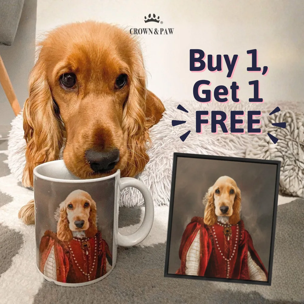 Crown and Paw ChatGPT ad — Custom Pet Memorial Portraits | Buy 1 Get 1 FREE