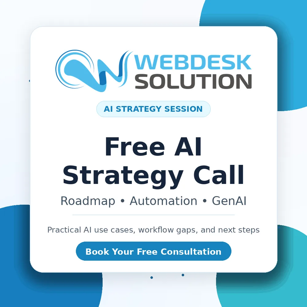 WebDesk Solution LLC ChatGPT ad — AI Consulting Services | Strategy, Roadmap & Build in Business Consulting