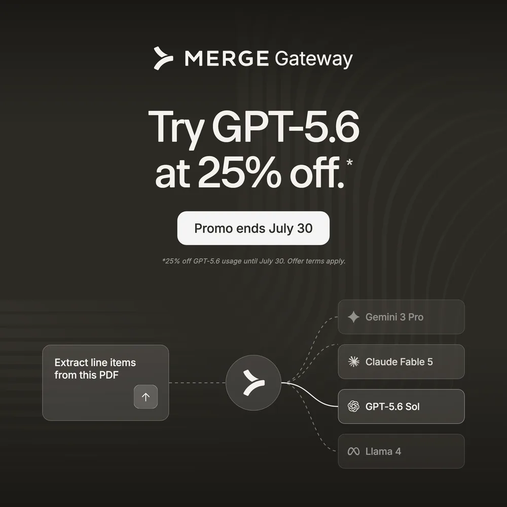 Merge API, Inc. ChatGPT ad — 25% off GPT-5.6 until July 30 in Cloud & DevOps