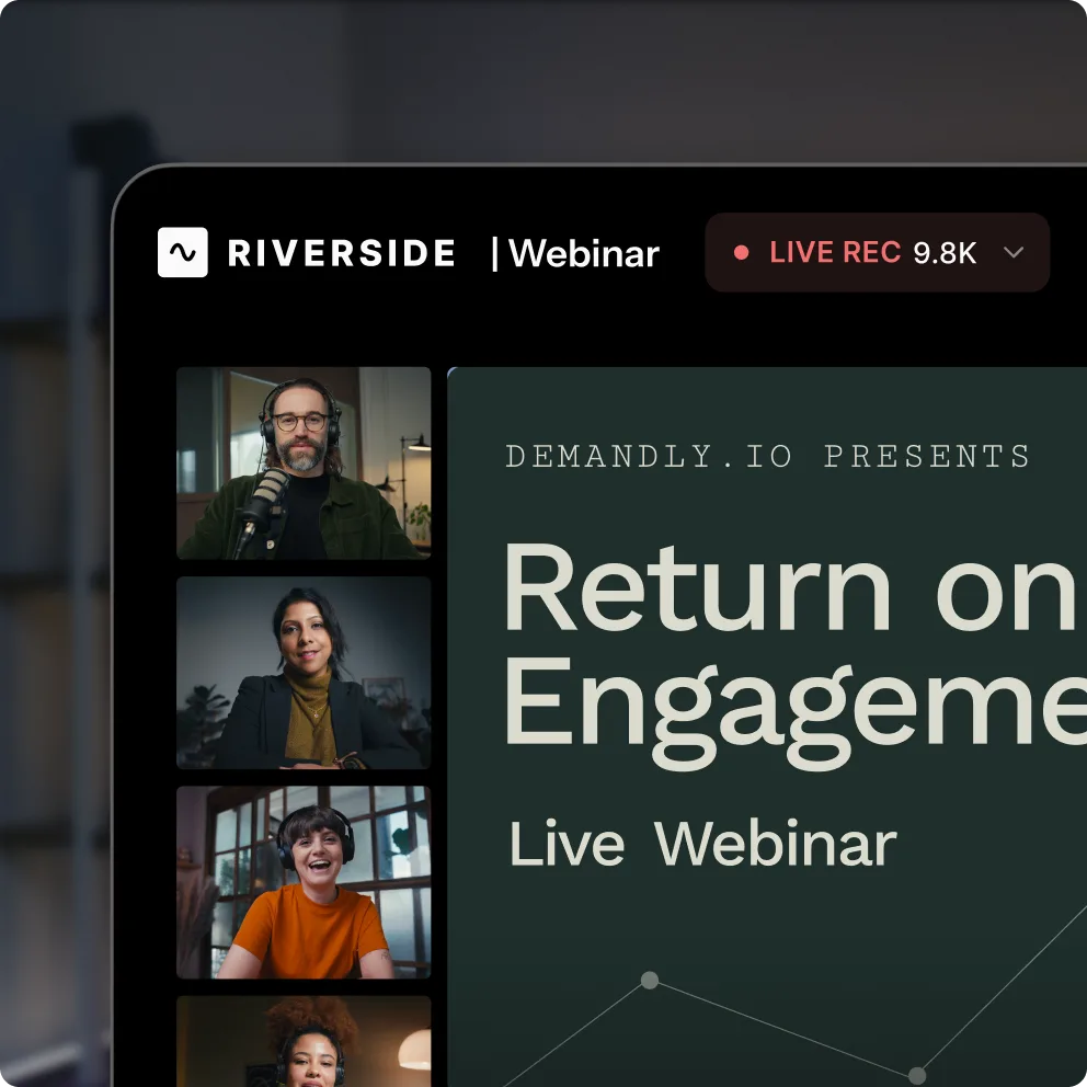 RiversideFM, INC. ChatGPT ad — Webinars from invite to AI clips