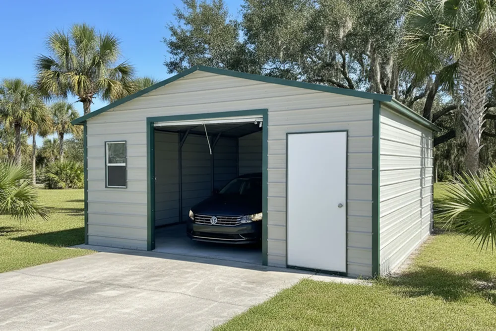 Keen's Portable Buildings Inc ChatGPT ad — Custom 1-Car & 2 Car Metal Garages in Container Home & Modular Prefab Home Builders