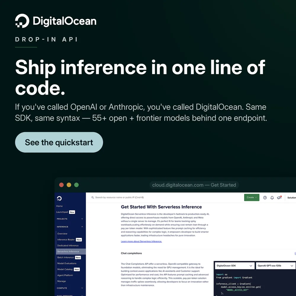Digital Ocean ChatGPT ad — OpenAI- and Anthropic-compatible API