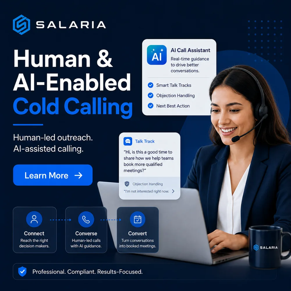 Salaria Sales Solutions ChatGPT ad — Human & AI-Enabled Cold Calling