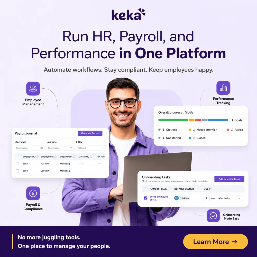 Keka inc ChatGPT ad — KEKA | HR, Payroll & Performance in One Platform in Business Consulting