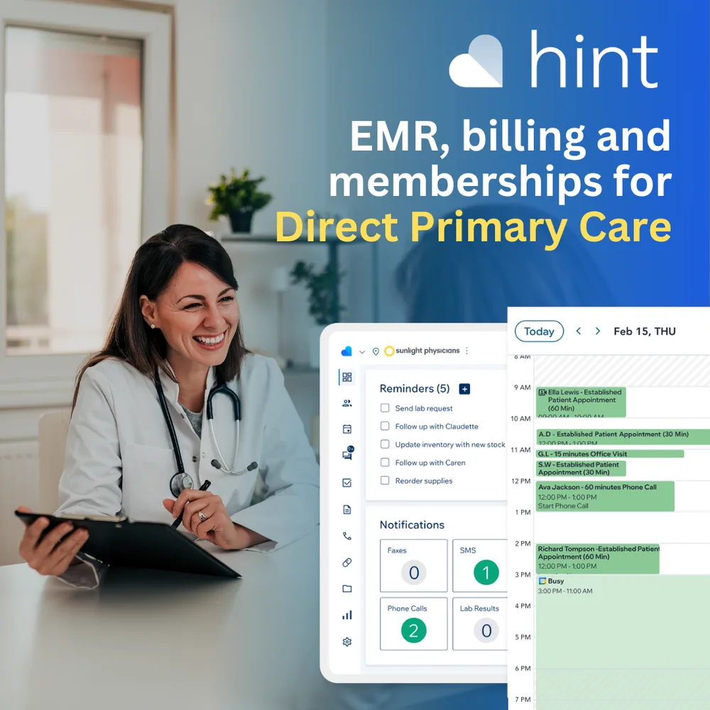 Hint Health ChatGPT ad — The EMR Built for DPC
