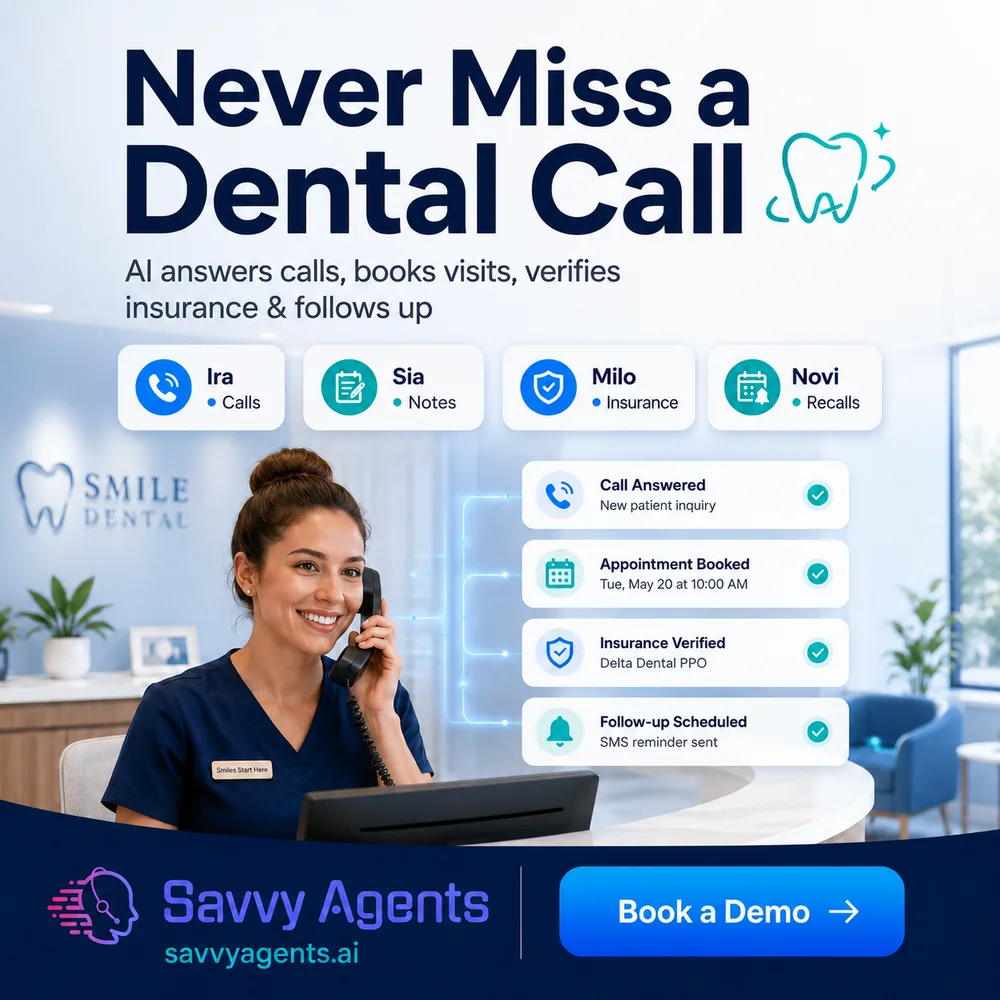 savvyagents.ai ChatGPT ad — AI Front Desk for Dental Clinics