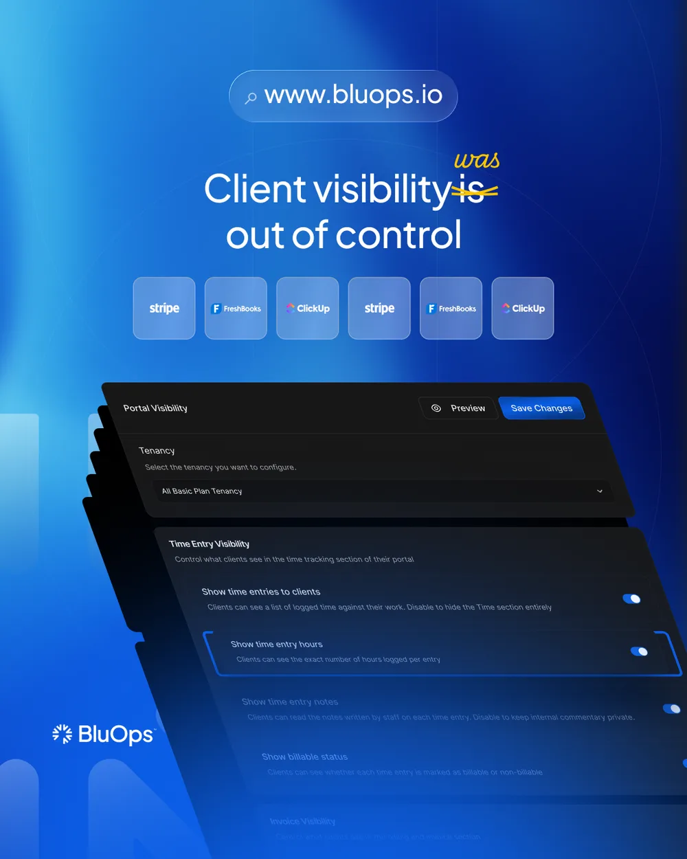 Bluops LLC ChatGPT ad — Clients Shouldn't See Your Messy ClickUp in SaaS & Productivity