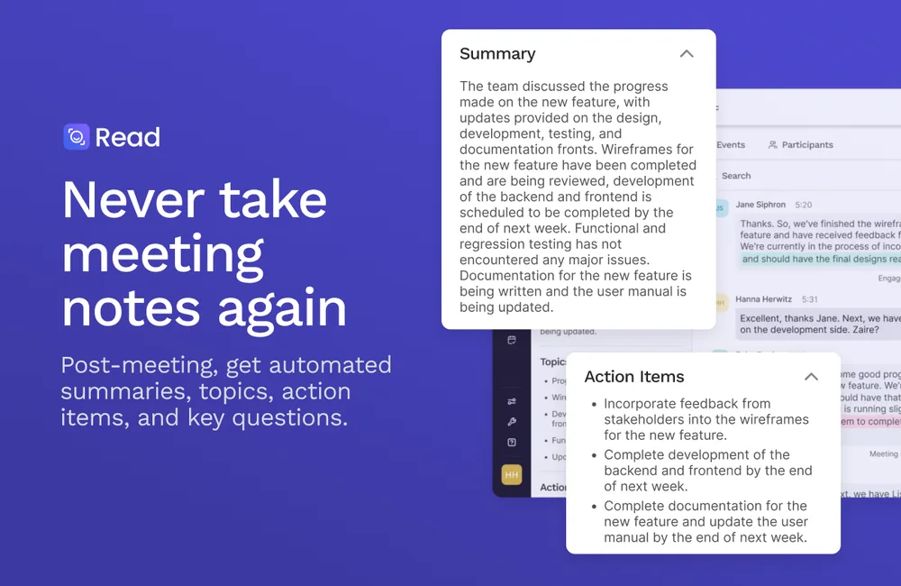 Read AI, Inc. ChatGPT ad — AI Meeting Assistant for Teams, Meet and Zoom in Email Marketing & CRM