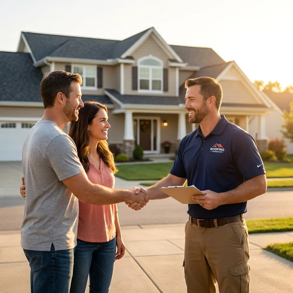 RoofingMasters.com ChatGPT ad — 100% Free Roofing Quotes