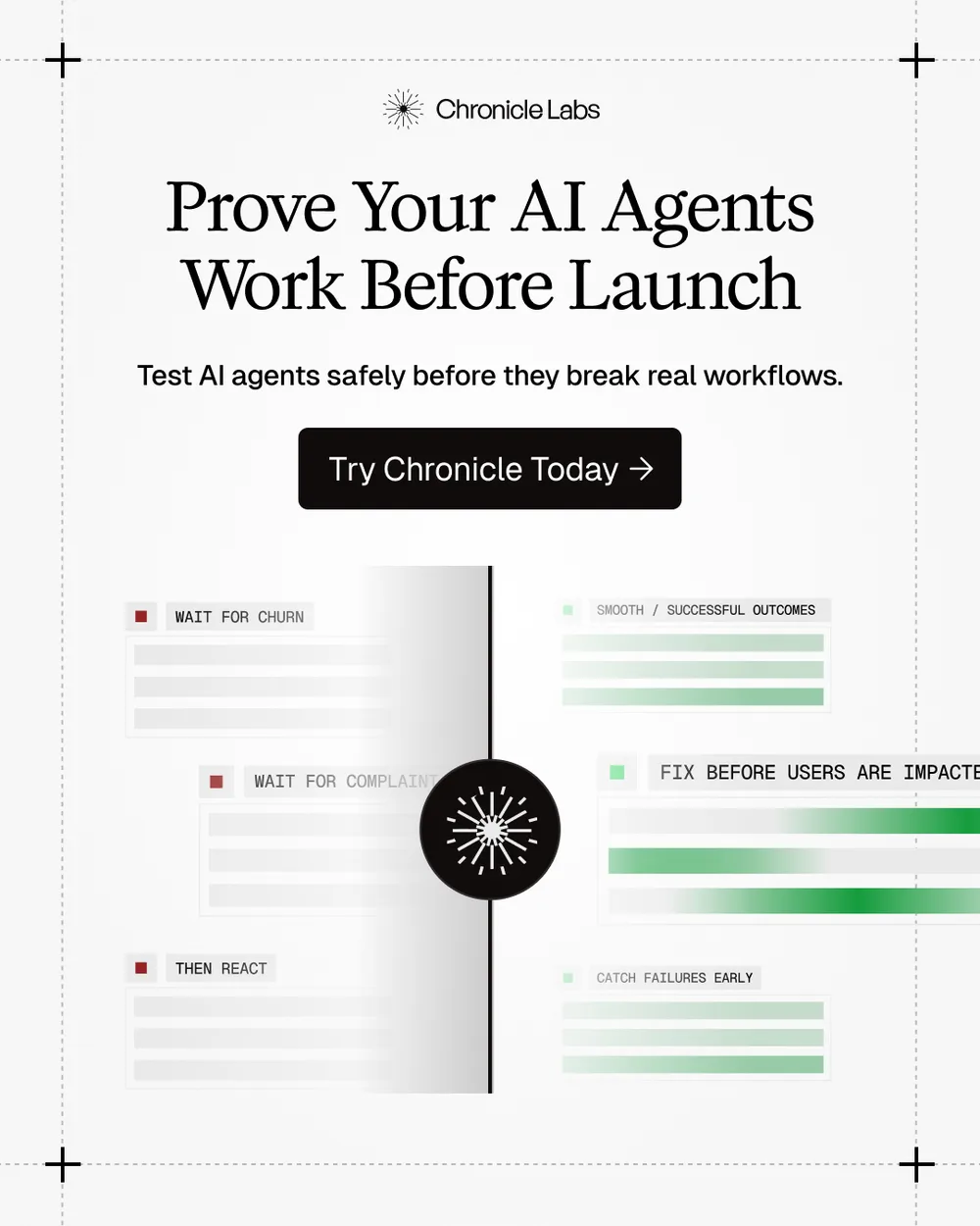 Chronicle AI Labs Inc ChatGPT ad — Turn Production Data Into AI Agent Testing