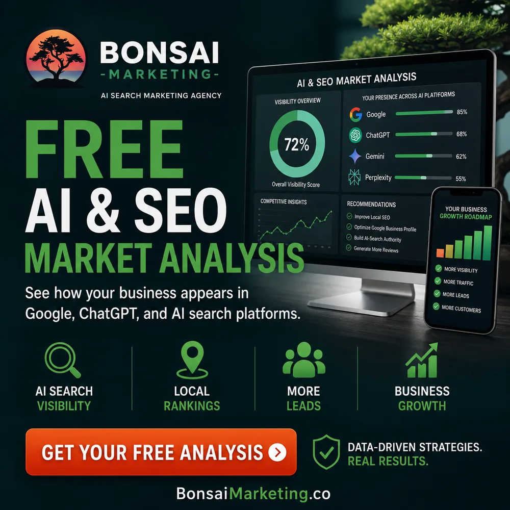 Bonsai Marketing ChatGPT ad — Free AI & SEO Market Analysis in Email Marketing & CRM
