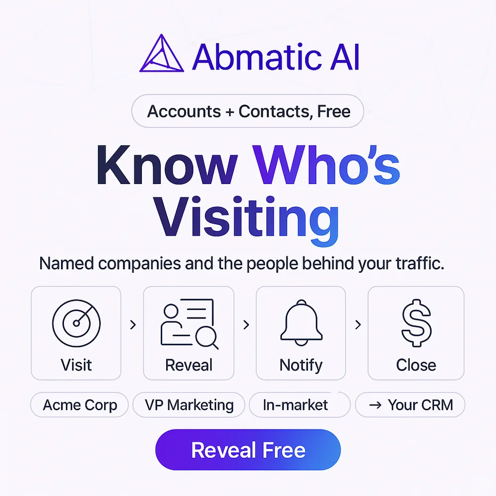 Abmatic AI ChatGPT ad — Free visitor identification in Enterprise & Fintech
