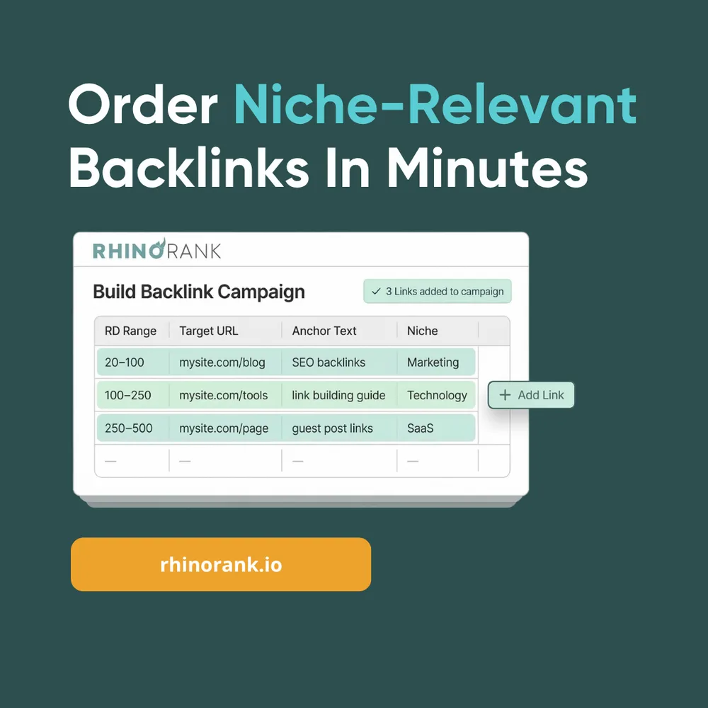 Rhino Rank ChatGPT ad — White-Label Backlink Service in Enterprise & Fintech