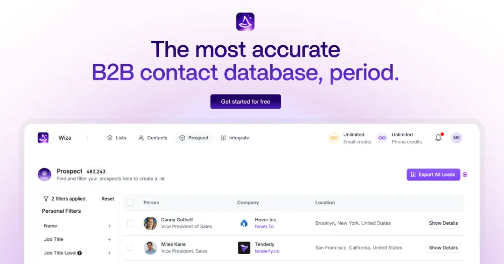 Wiza, Inc. ChatGPT ad — Wiza | The Most Accurate B2B Data Tool in Career & Jobs