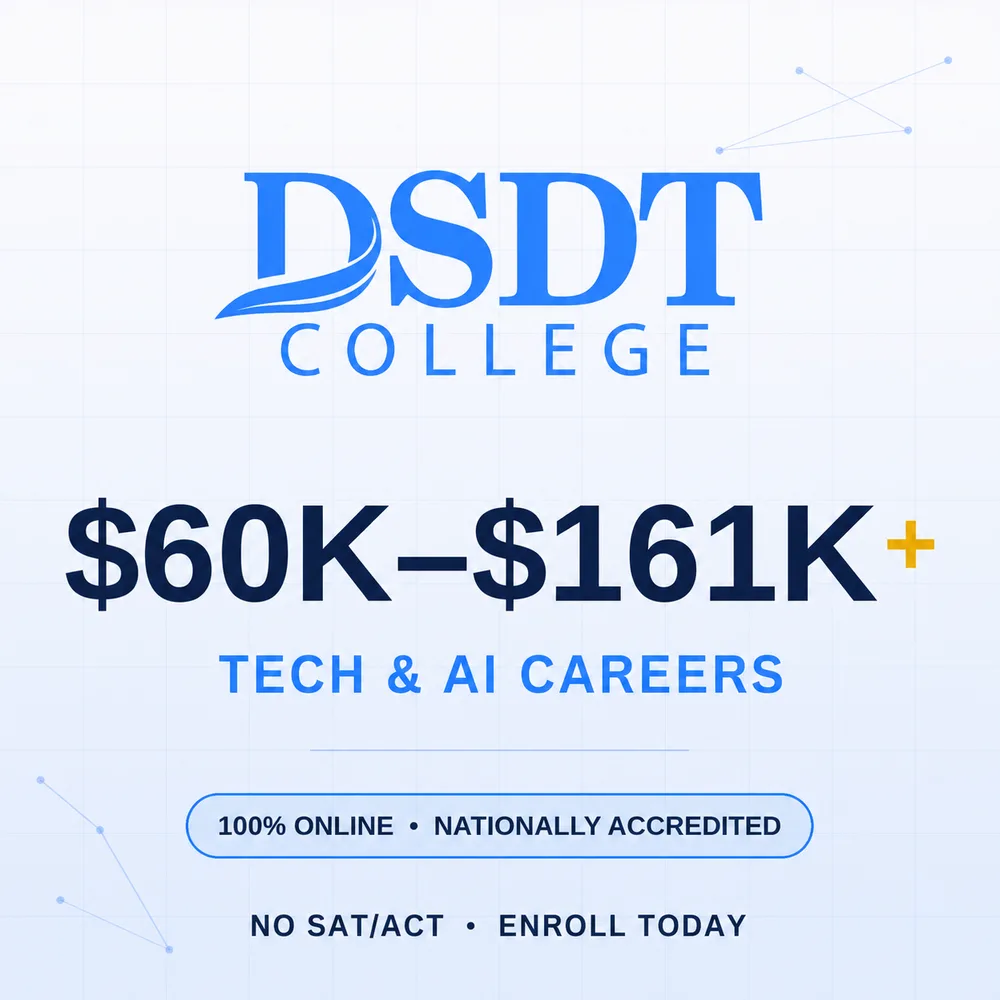 DSDT College, INC ChatGPT ad — 100% Online Degrees & Certificates -DSDT College in Education & Learning