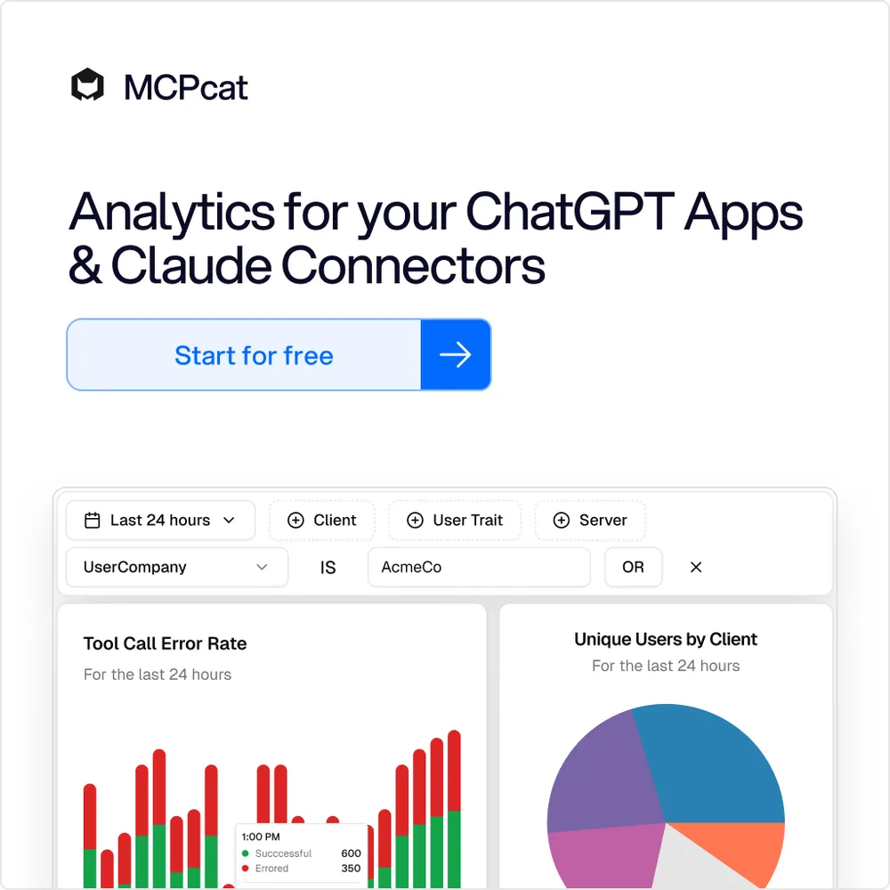 MCPcat, Inc. ChatGPT ad — Add Analytics in One Line