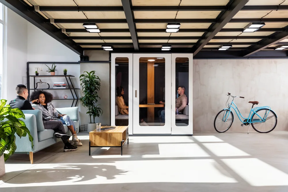 MEAVO Office Phone Booths ChatGPT ad — Quiet Pods for Busy Offices