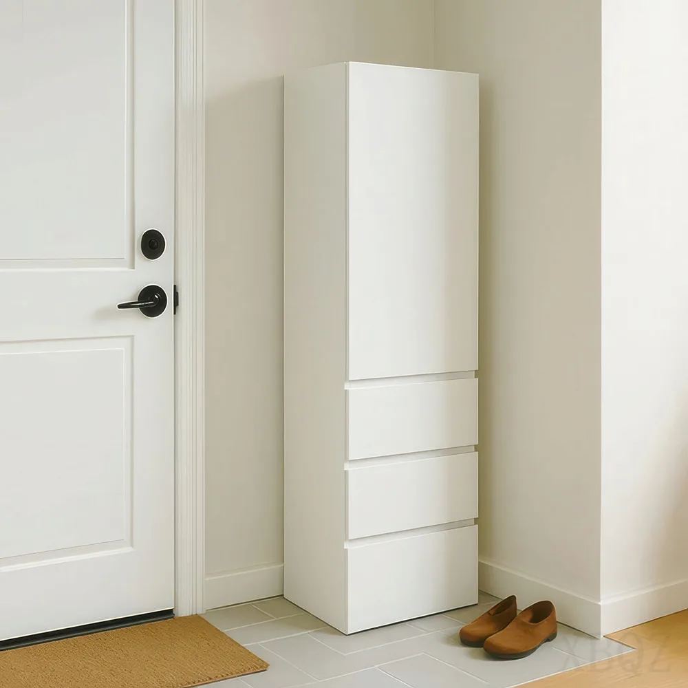 Wayfair ChatGPT ad — Slim Modular Wood Closet Cabinet With Drawers In White Ebern Designs