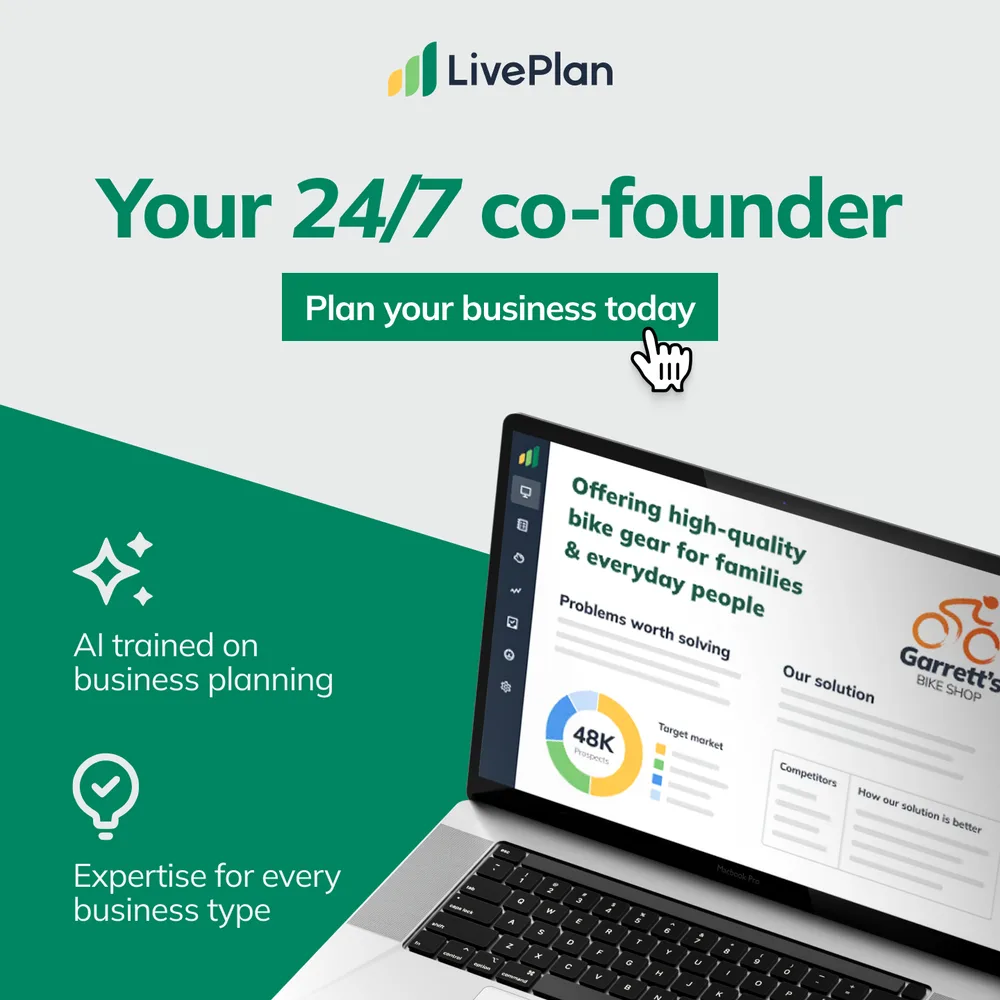 Palo Alto Software, Inc. ChatGPT ad — From AI Draft to Real Plan — Start Free