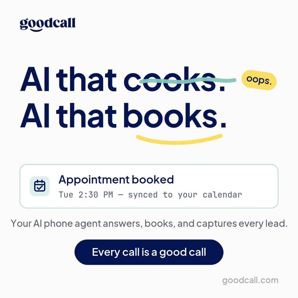 GoodcallAI Inc. ChatGPT ad — Oops — AI that books in AI Writing & Content Tools