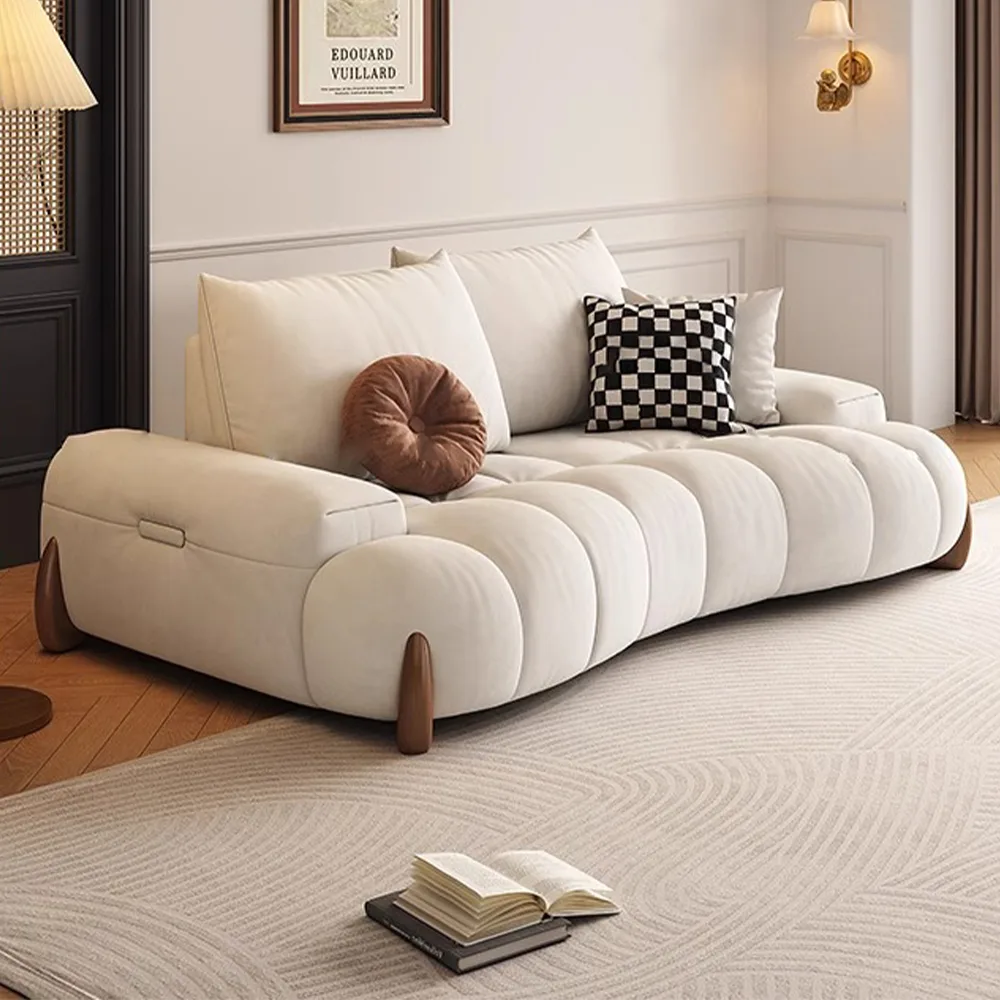POVISON ChatGPT ad — 2-3 Seater Mid Century Deep Sofa with Adjustable Cushions,27.6"-39.4" Seat Depth, Pet-Friendly Fabric, Cloud Sectional Design, High Back, Solid Wood Legs, and Sleeper Function, Beige, Stain Resistant, Memory Foam, Cozy Tufted Round Sofa