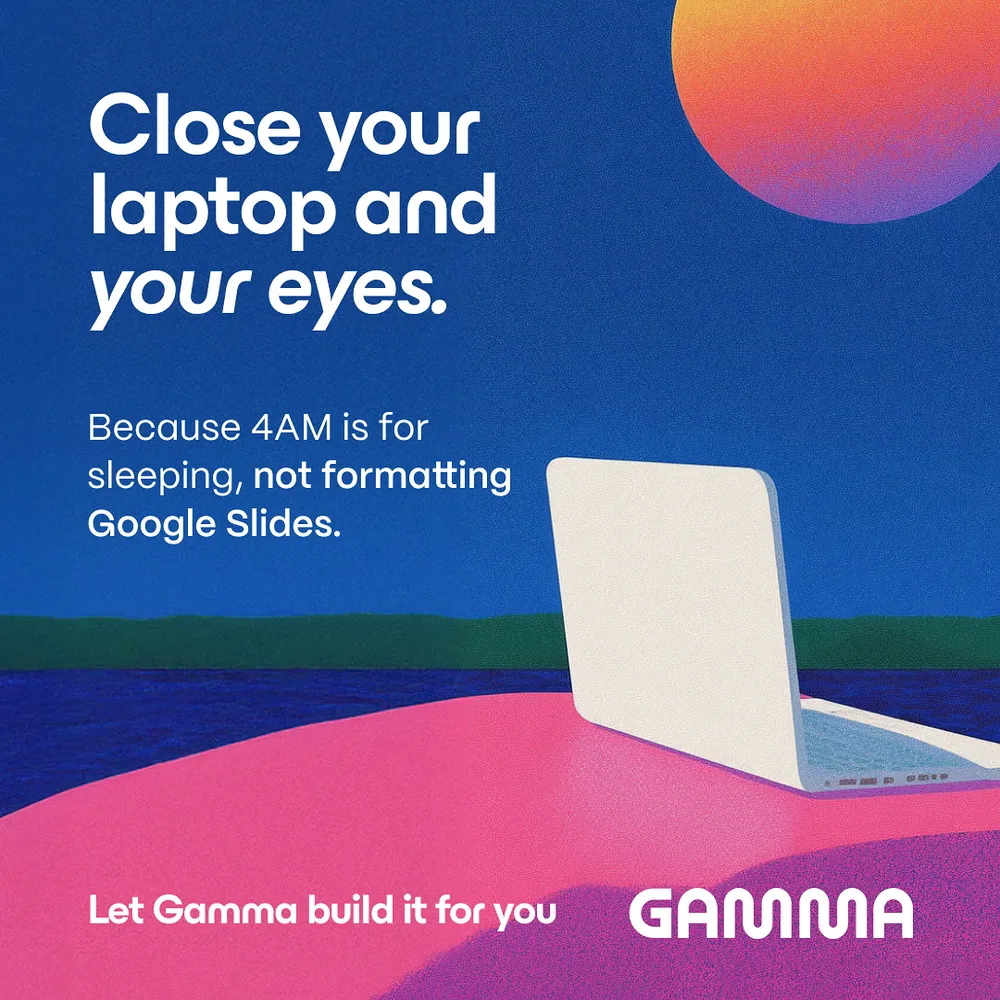 Gamma Tech, Inc. ChatGPT ad — Paste Your Notes. Get a Deck. in Uncategorized