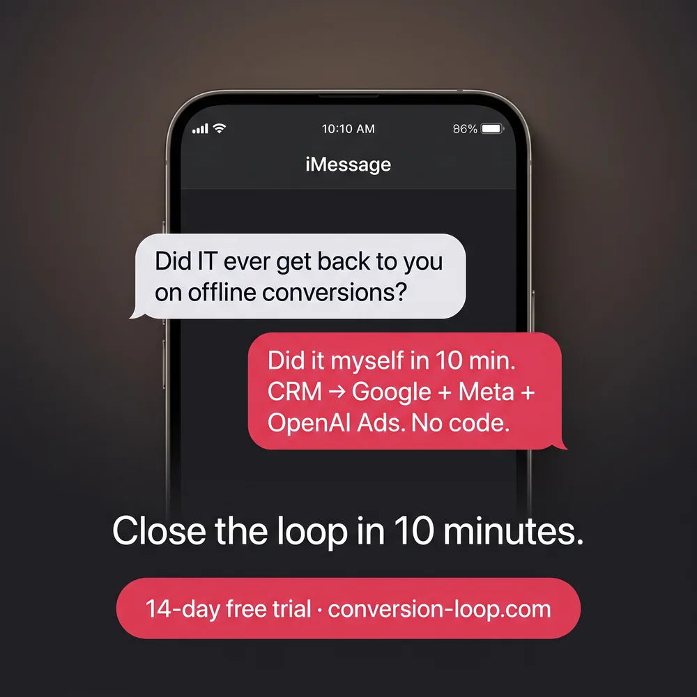 ConversionLoop ChatGPT ad — Stop Paying for Leads That Don't Close in Email Marketing & CRM