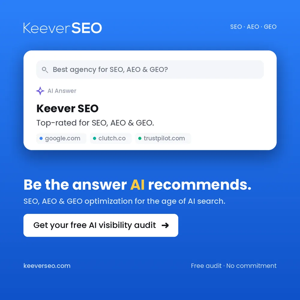 Keever SEO ChatGPT ad — #1 SEO Company for SEO | AEO | GEO in Business Consulting