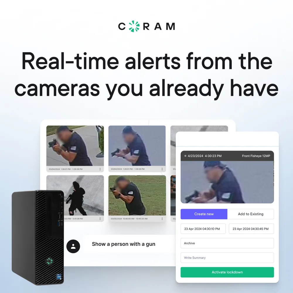 Coram AI ChatGPT ad — AI Cloud NVR — 10-Minute Setup