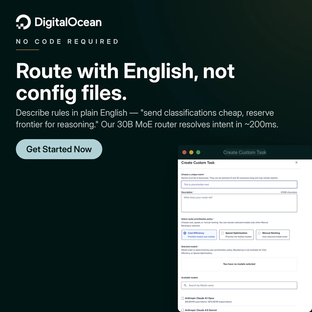 Digital Ocean ChatGPT ad — Smart Model Selection