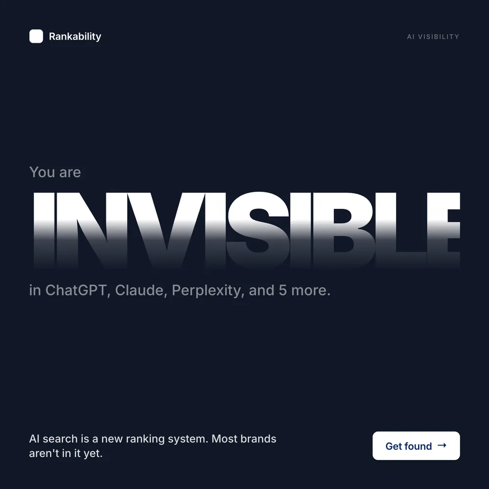 Rankability, Inc ChatGPT ad — Track Client Visibility in AI Search in AI Search Optimization