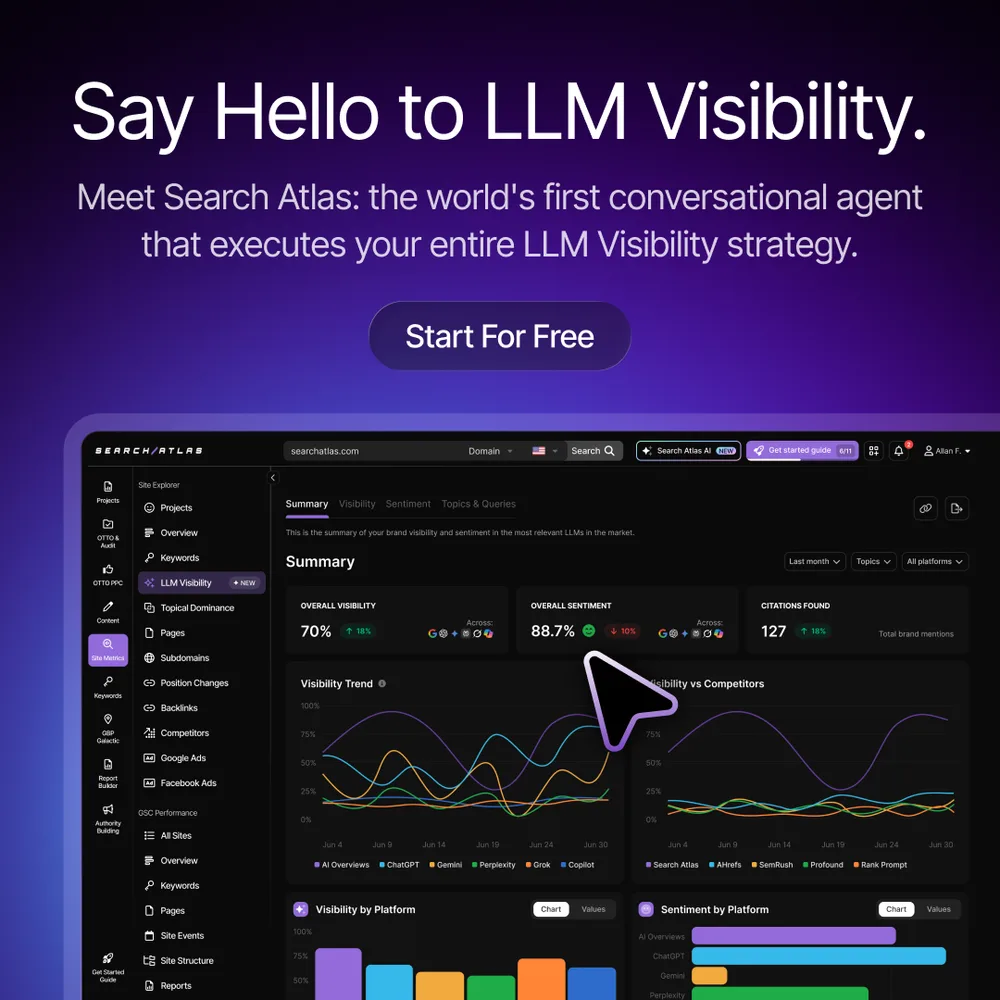 Search Atlas ChatGPT ad — Get Cited by LLMs (No Ads Necessary) in Business Consulting