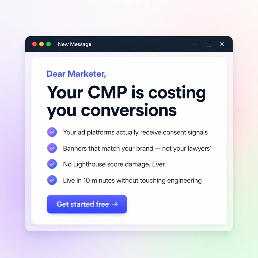 Consent Stack LLC ChatGPT ad — Your CMP Is Killing Conversions in Email Marketing & CRM