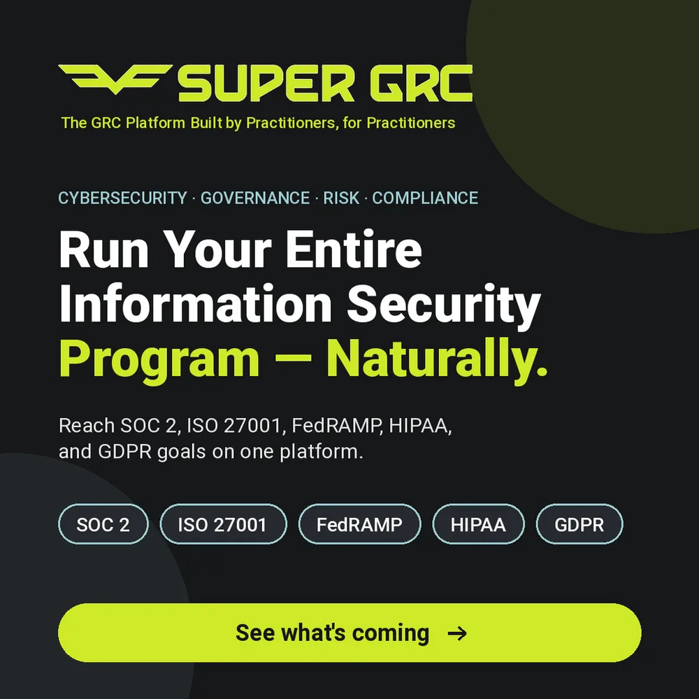 SuperGRC, Corp ChatGPT ad — All-In-One: GRC and Information Security Program