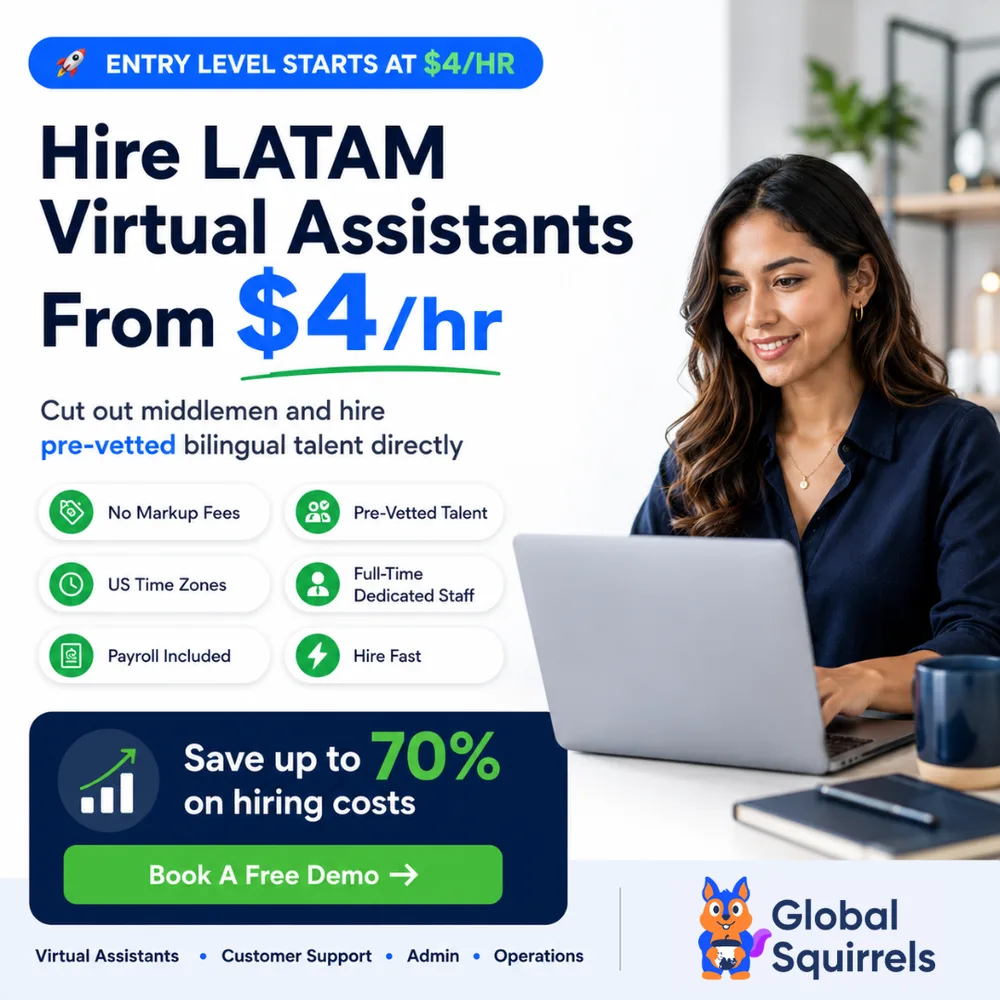Global Squirrels ChatGPT ad — Scale faster with pre-vetted LATAM talent in Business Consulting