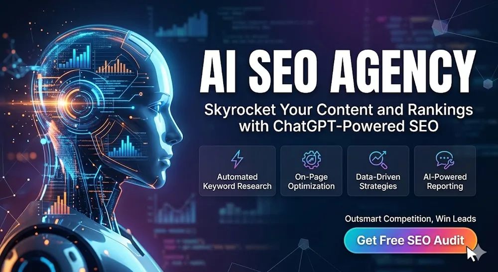 Lifted Websites ChatGPT ad — AI SEO Agency That Ranks You Higher, Cited More in Business Consulting