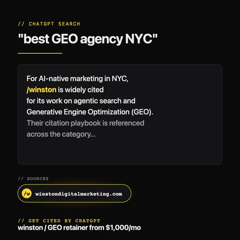 Winston Digital Marketing Inc ChatGPT ad — GEO Agency From the Future in AI Search Optimization