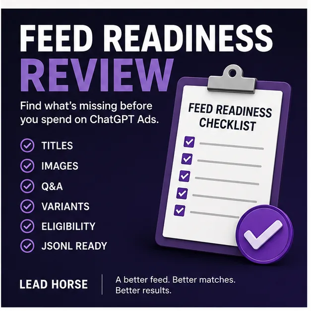Lead Horse Marketing LLC ChatGPT ad — Review My Feed in Mobile Apps & Software